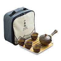 Набор для чайной церемонии Lesko из 6 предметов Brown керамический дорожный 8шт