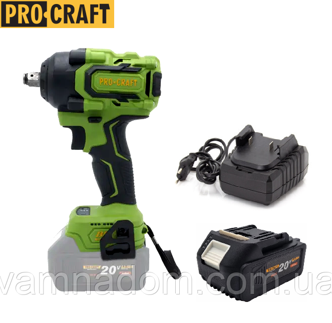 Акумуляторний гайковерт Procraft PWA18 (1 Акумулятор 20 В, 4 А/год і Зарядне)