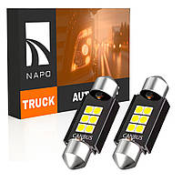 Комплект світлодіодних ламп для вантажівок NAPO TRUCK SJ-3030-6SMD 24V 31mm C5W C10W колір світіння білий 2 шт
