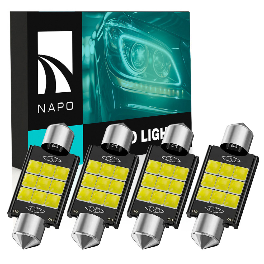 Комплект світлодіодних ламп NAPO LED SJ-3030-9SMD 31mm C5W C10W колір світіння білий 2 шт, фото 1