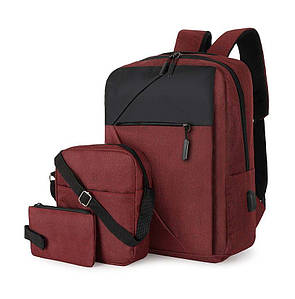 Набір 3 в 1 рюкзак, сумочка, пенал AHB 7 red