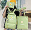 Набір шкільний 4 в 1 рюкзак, сумка, косметичка, гаманець 1283 Салатовий, фото 2
