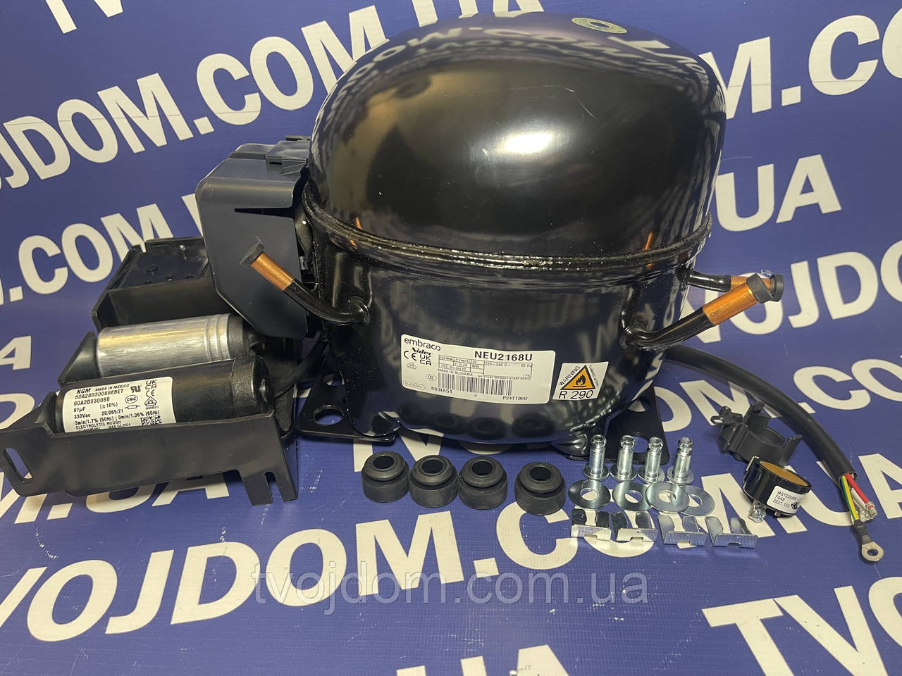Компресор Aspera Embraco NEU2168U (R-290,LBP,16.8сm3,-23/788wt.)