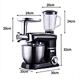 Потужний кухонний комбайн Rainberg RB 8080 3 в 1 Кухонний комбайн-м'ясорубка з тістомісом і блендером, фото 4