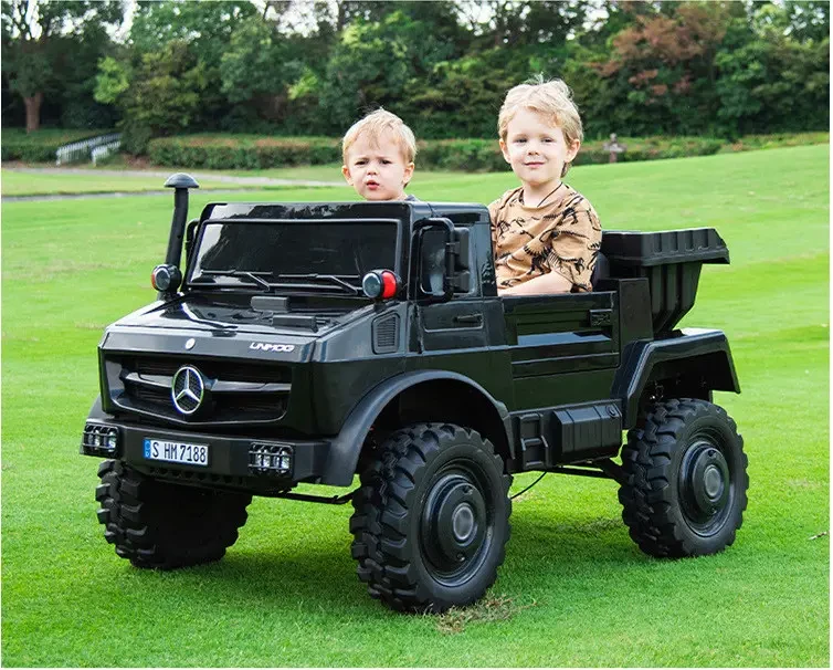 Дитячий електромобіль двомісний на акумуляторі Вантажівка Mercedes M 5837 з пультом для дітей 3-8 років Чорний