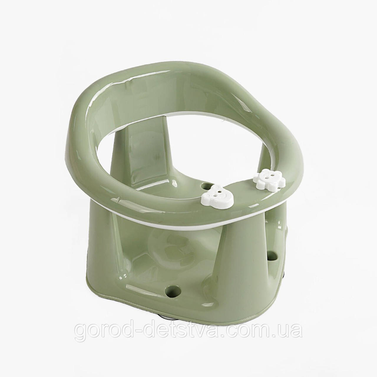 Стільчик для купання малюка з іграшками та знімним кільцем – 4 надійні присоски для безпеки Оливковий, фото 1