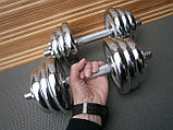 Гантелі 2 шт по 10 кг розбірні сталеві хромовані Sport Lux 20 кг / 33 см / 25 мм, фото 4