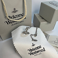 Підвіска на шию "Біла Планета" Vivienne Westwood / Ланцюжок на шию Вів'єн Вествуд / Підвіска Vivienne Westwood