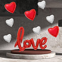 Кулі повітряні фольговані  серце 45 см 18» з написом love 1 м
