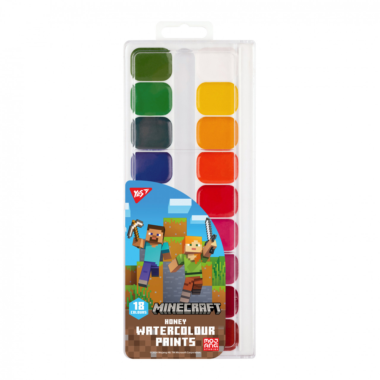 Фарби акварельні медові 18 кольорів Minecraft Yes, 110280, фото 1