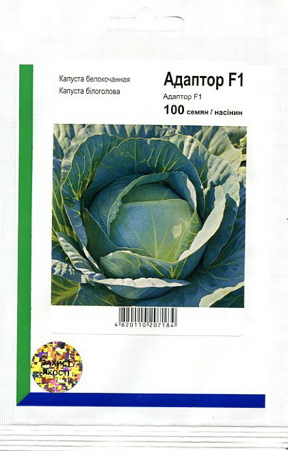 Адаптор F1 семена капусты, 100 семян белокочанная, средне-поздняя, Syngenta - фото 1 - id-p454345613