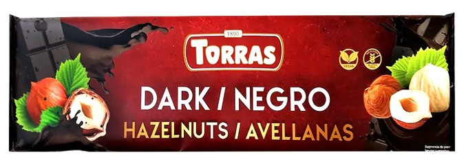 Шоколад темний без глютену Торрас з фундуком Torras Dark Hazelnuts 300 г Іспанія (опт 3 шт)