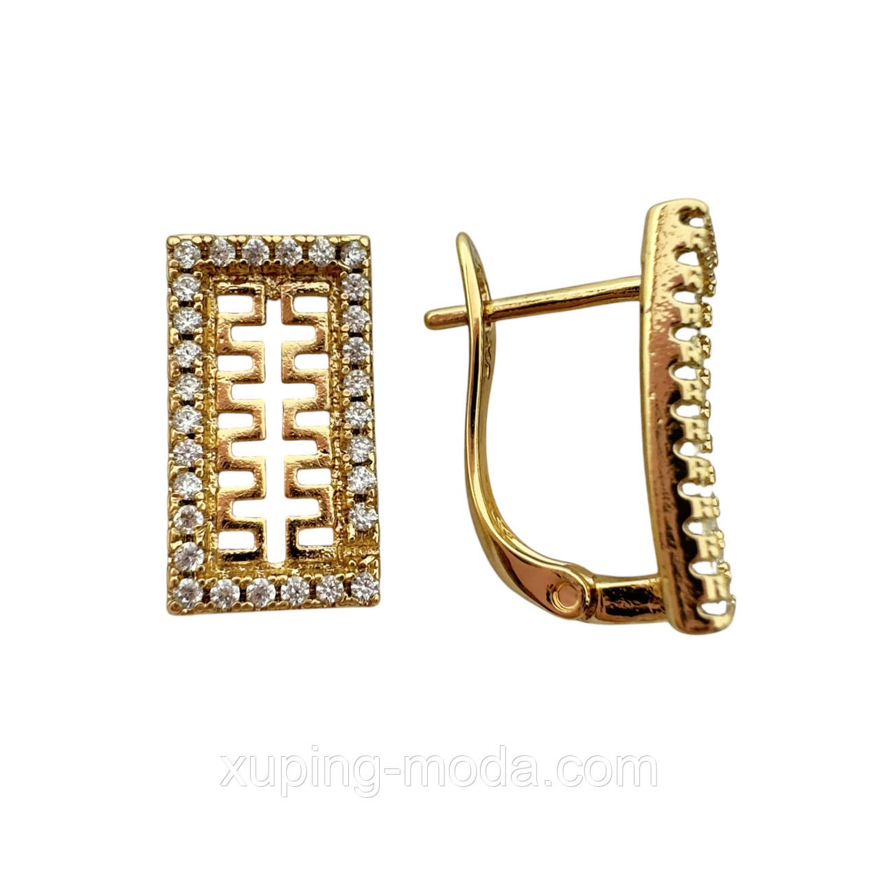 Сережки ксюпінг. 15х3 мм. 18 к, фото 1