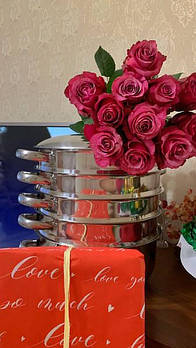 Мантоварка-пароварка 10 літрів, нержавіюча, діаметр 28см 4 сітки