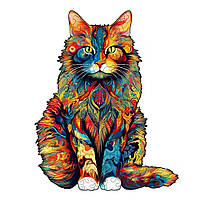 Фігурний дерев'яний пазл магічний кіт 193 деталей