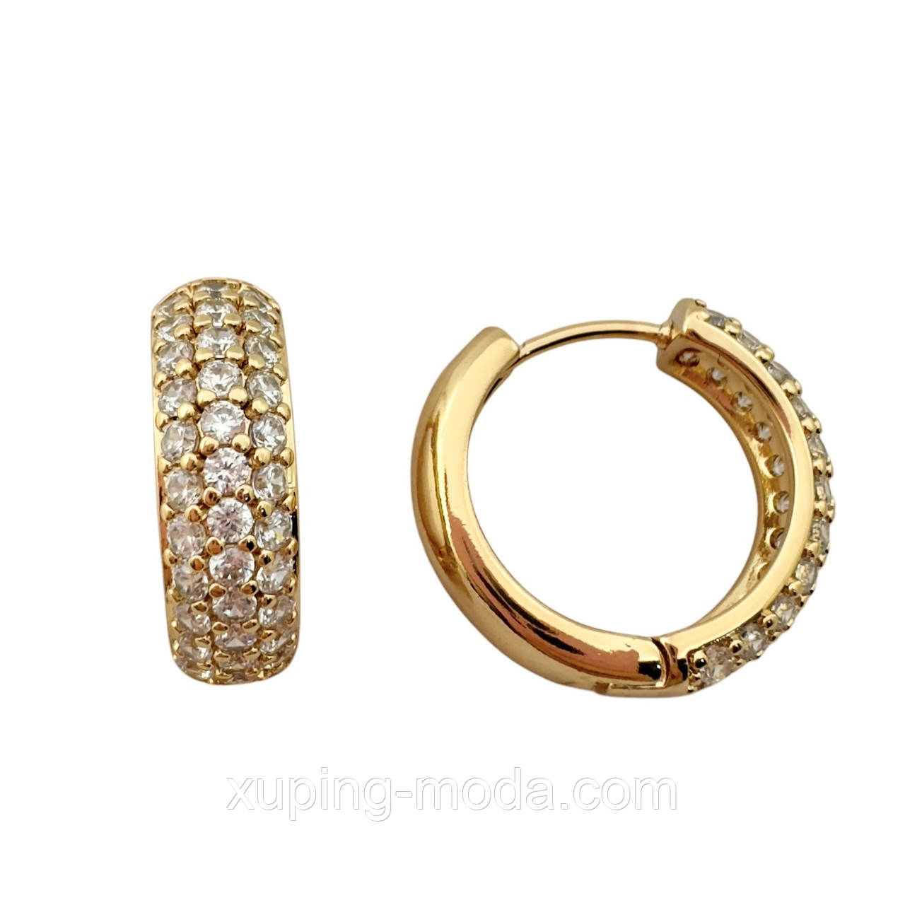 Сережки ксюпінг. 17х6 мм. 18 к, фото 1