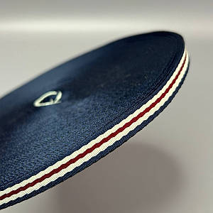 Лампасна репсова стрічка (тасьма) ширина 1см. синя з білим