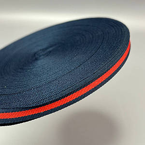 Лампасна репсова стрічка (тасьма) ширина 1см. синя з червоним