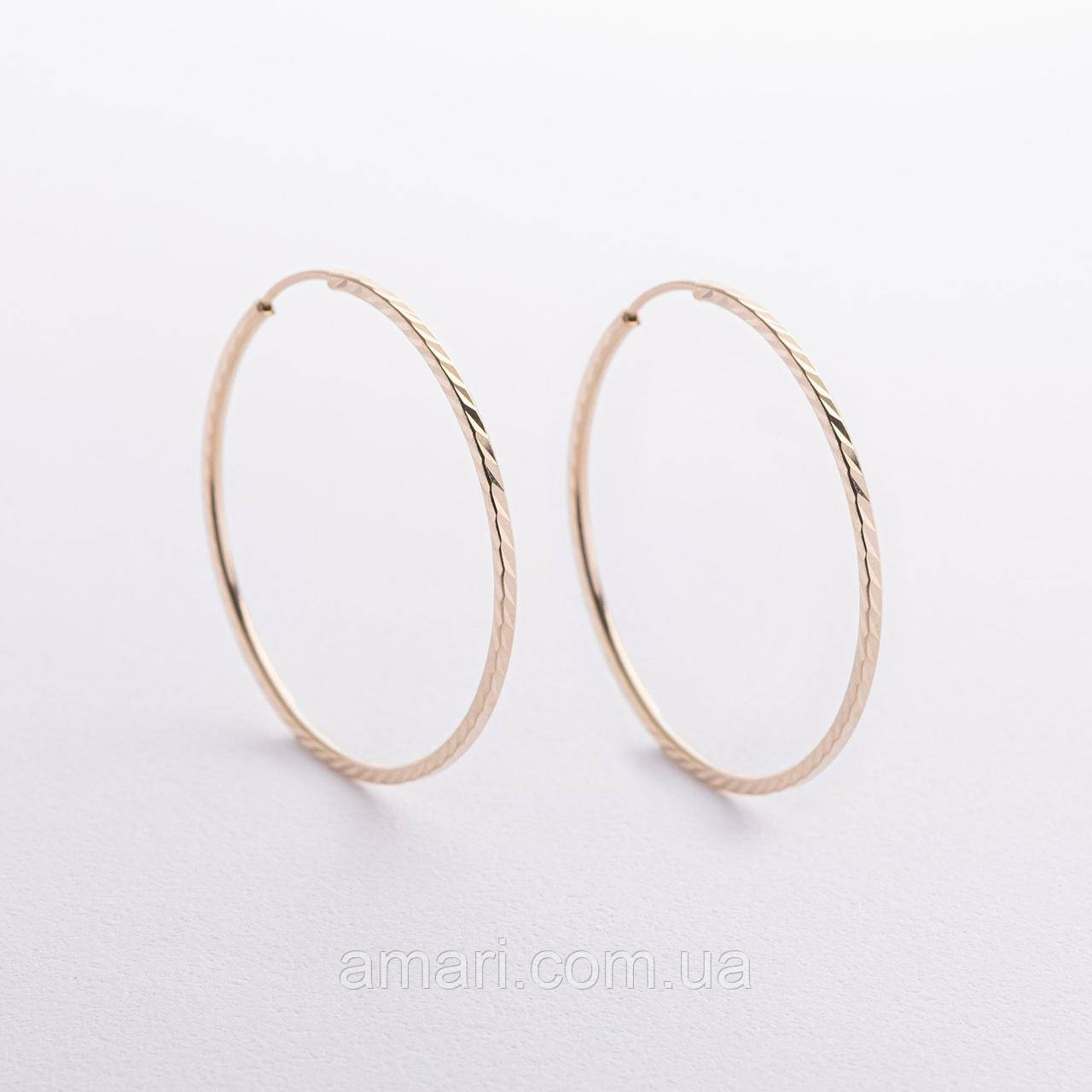 Сережки — кільця в жовтому золоті (4.0 см) с07189, фото 1