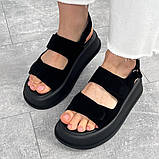 Замшеві босоніжки в чорному кольорі на липучці, фото 4