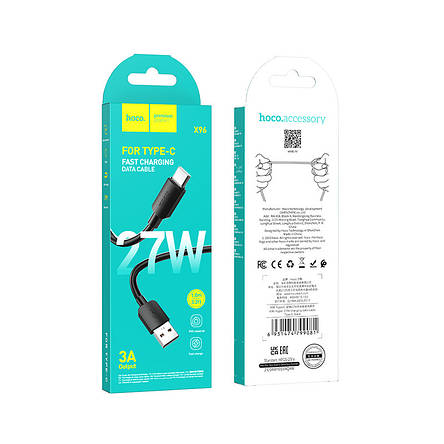 Кабель Hoco X96 Hyper 27W charging data cable Type-C Black, фото 3