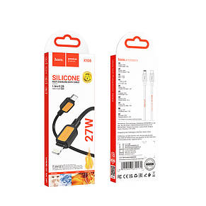 Кабель Hoco X108 Benefit PD silicone charging data cable iP Black, фото 3