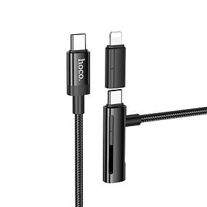 Кабель Hoco U135 Incredible 2-in-1charging data cable Type-C to iP/Type-C Black, фото 1