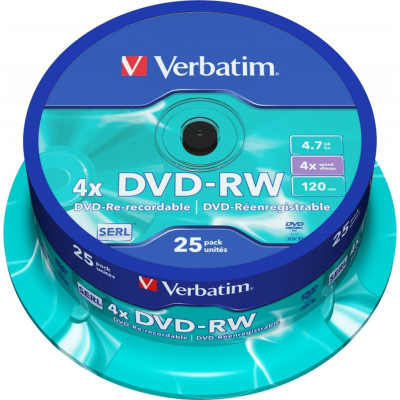 Диск DVD Verbatim 4.7Gb 4x CakeBox 25 шт silver (43639), фото 1