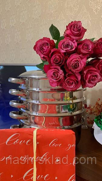 Мантоварка-пароварка 10 літрів, нержавіюча, діаметр 28см 4 сітки