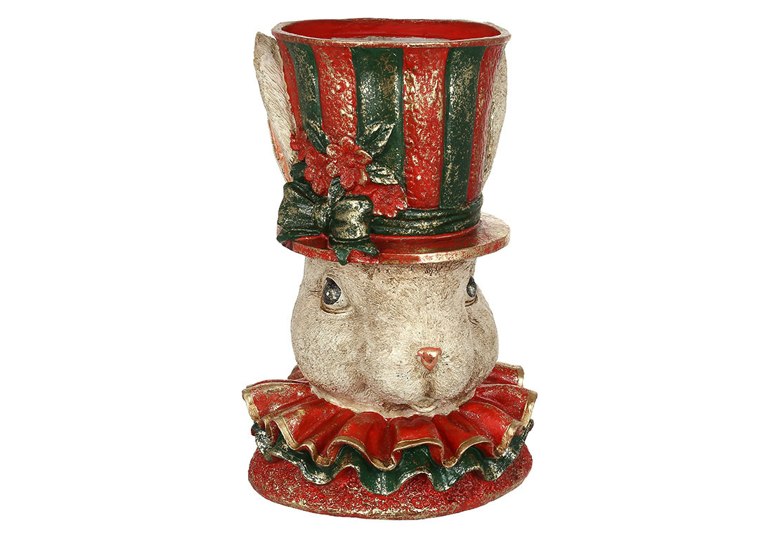 Декоративне кашпо Кролик у циліндрі із золотою поталлю, 19*18*29.5см ТОВАР ВІД ВИРОБНИКА