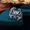 Вінтажний чоловічий сріблястий перстень Череп летюча миша вампір панк стиль регульований розмір AurumLux1959, фото 2