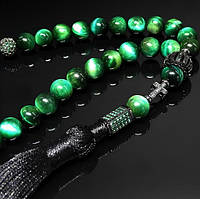 Чітки з натурального каменю зелений Тигровий зір