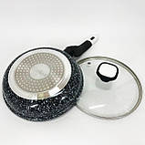 Сковорода із кришкою 20 см світлий граніт UNIQUE UN-5113 | Антипригарна сковорода Гранітна сковорода, фото 2