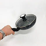 Сковорода із кришкою 20 см світлий граніт UNIQUE UN-5113 | Антипригарна сковорода Гранітна сковорода, фото 7