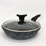 Сковорода із кришкою 20 см світлий граніт UNIQUE UN-5113 | Антипригарна сковорода Гранітна сковорода, фото 9
