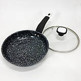 Сковорода із кришкою 20 см світлий граніт UNIQUE UN-5113 | Антипригарна сковорода Гранітна сковорода, фото 10