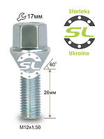 Болти колісні M12x1,5-26 мм.; Конус Цинк, ключ 17 (Starleks bk88) (BMW, Daewoo, Fiat, Nissan, Opel,