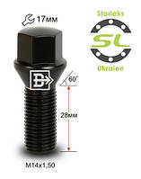 Болти колісні M14x1,5 – 28 мм.; Конус Чорний хром, ключ 17 (Starleks bk97) (Alfa Romeo, BMW, Fiat, Citroen,