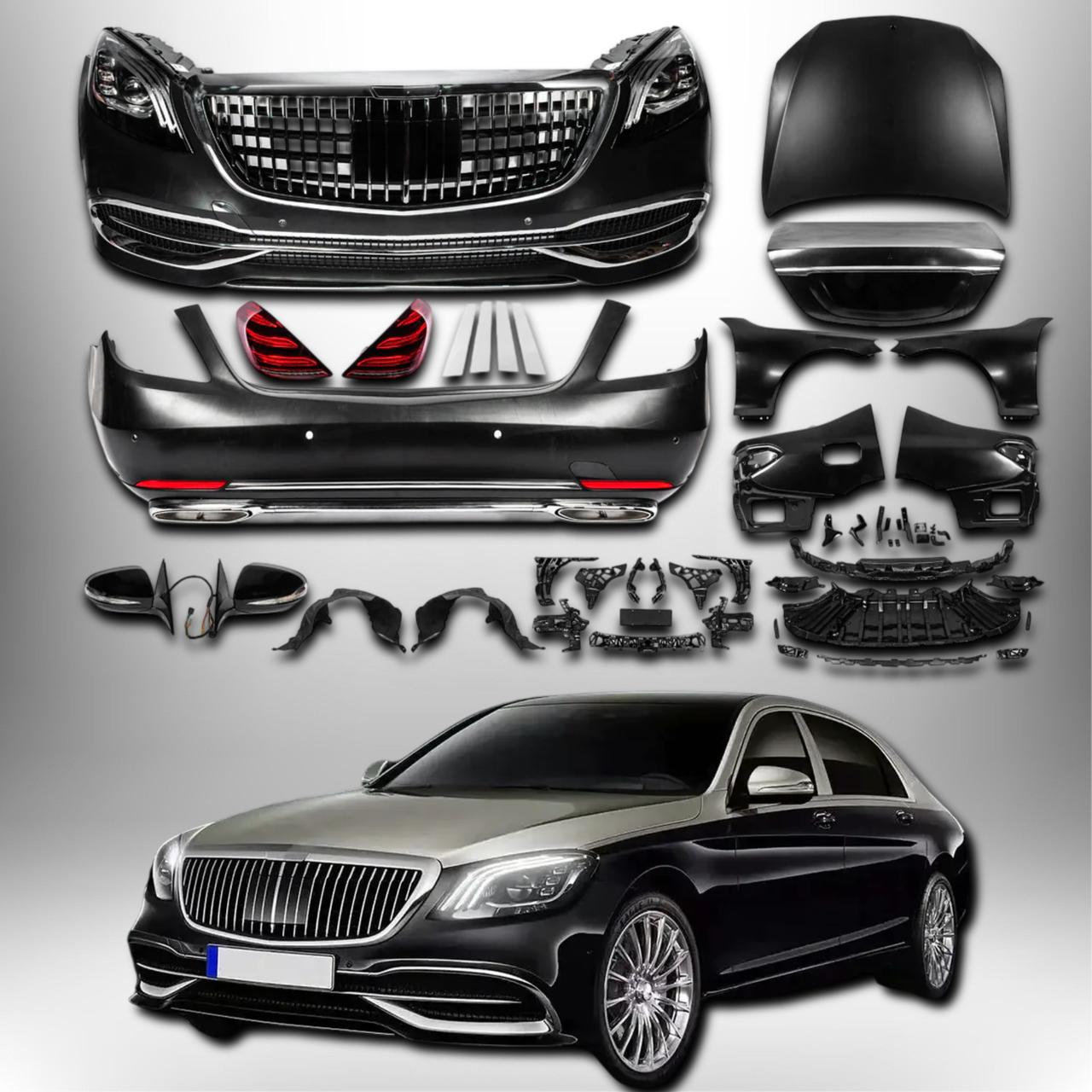 Автомобільний комплект обвісу рестайлінгу X222 Maybach S600 для Мерседес S-класу W221 / Mercedes S-class W221