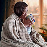 Плед двоспальний 200×150см, Бежевий / Покривало на ліжко / Плед на ліжко / Плед покривало, фото 2