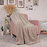 Плед двоспальний 200×150см, Бежевий / Покривало на ліжко / Плед на ліжко / Плед покривало, фото 4