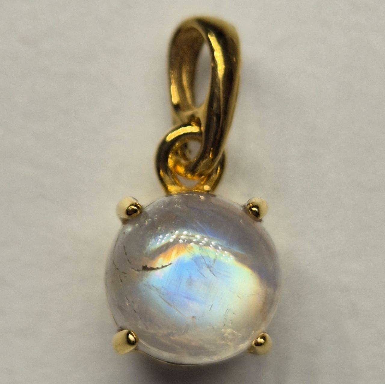 Кулон із природним місячним каменем срібло з позолотою Підвіска з натуральним каменем, фото 1