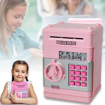 Скарбничка-сейф з кодовим замком, світловими та звуковими ефектами NUMBER BANK Рожева