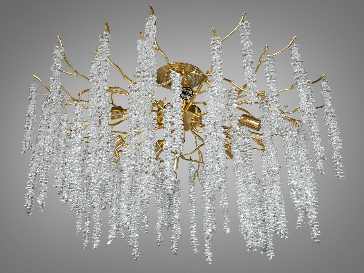 Кришталева люстра "Гліцинія" для великого холу, колір золото A605-800GD-LS
