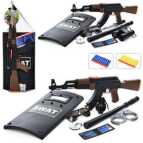 Набір з іграшковою зброєю автомат, м'які кулі, 8 предметів, 2 різновиди JL777-6-7