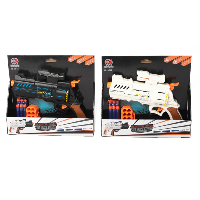 Пістолет дитячий приціл, м'які кулі 6 шт. присоски 3 шт., 2 кольори 6012A, фото 1