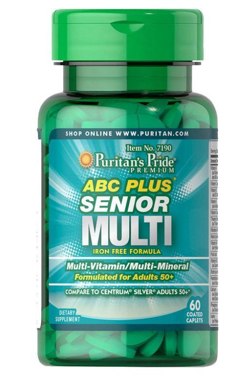 Харчова домішка Puritan's Pride ABC Plus® Senior Multivitamin Multi-Mineral Formula 120 Caplets