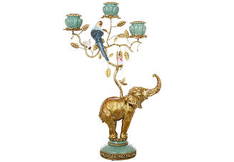 Декоративний свічник Слон з папугою (свічка d=23мм) , 26*11*45.5см