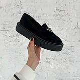Замшеві чорні лофери на платформі, фото 2