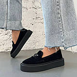 Замшеві чорні лофери на платформі, фото 3